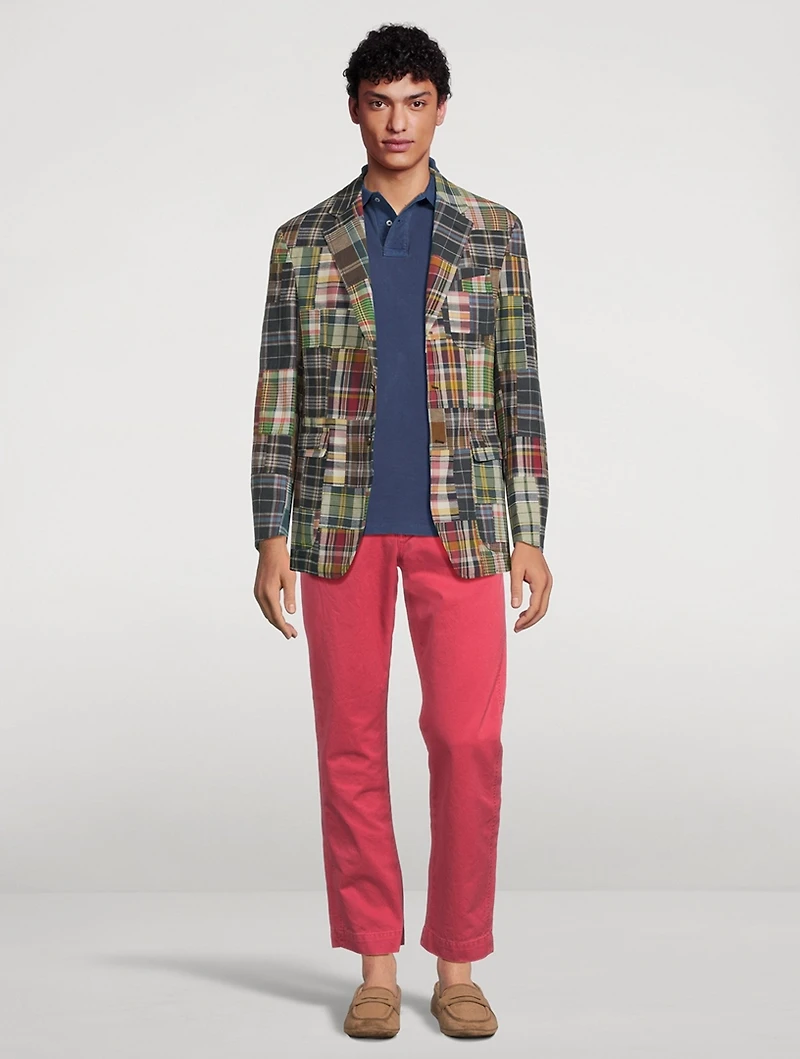 Soft Tailored Suit Jacket Plaid Print