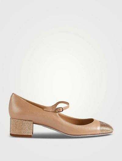 Kristen Crystal Leather Mary Jane Pumps
