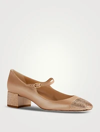 Kristen Crystal Leather Mary Jane Pumps