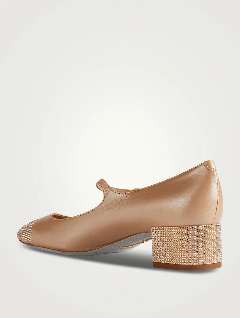Kristen Crystal Leather Mary Jane Pumps