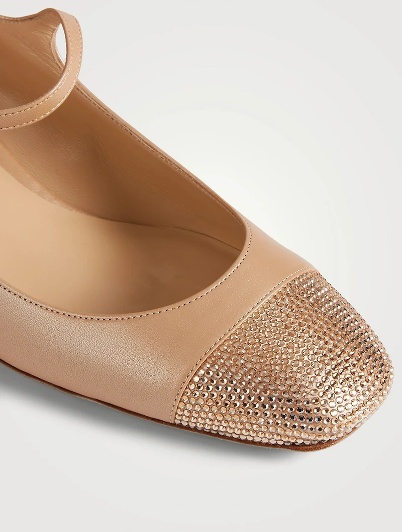 Kristen Crystal Leather Mary Jane Pumps