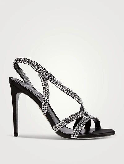 Lisa Crystal Satin Slingback Sandals