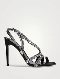 Lisa Crystal Satin Slingback Sandals