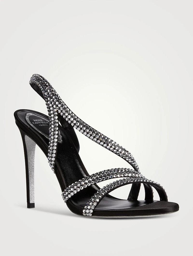 Lisa Crystal Satin Slingback Sandals