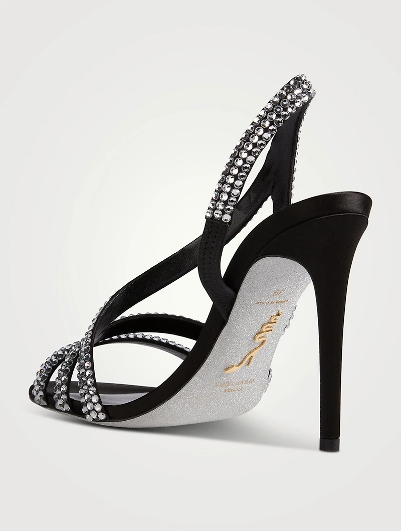 Lisa Crystal Satin Slingback Sandals