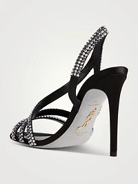 Lisa Crystal Satin Slingback Sandals