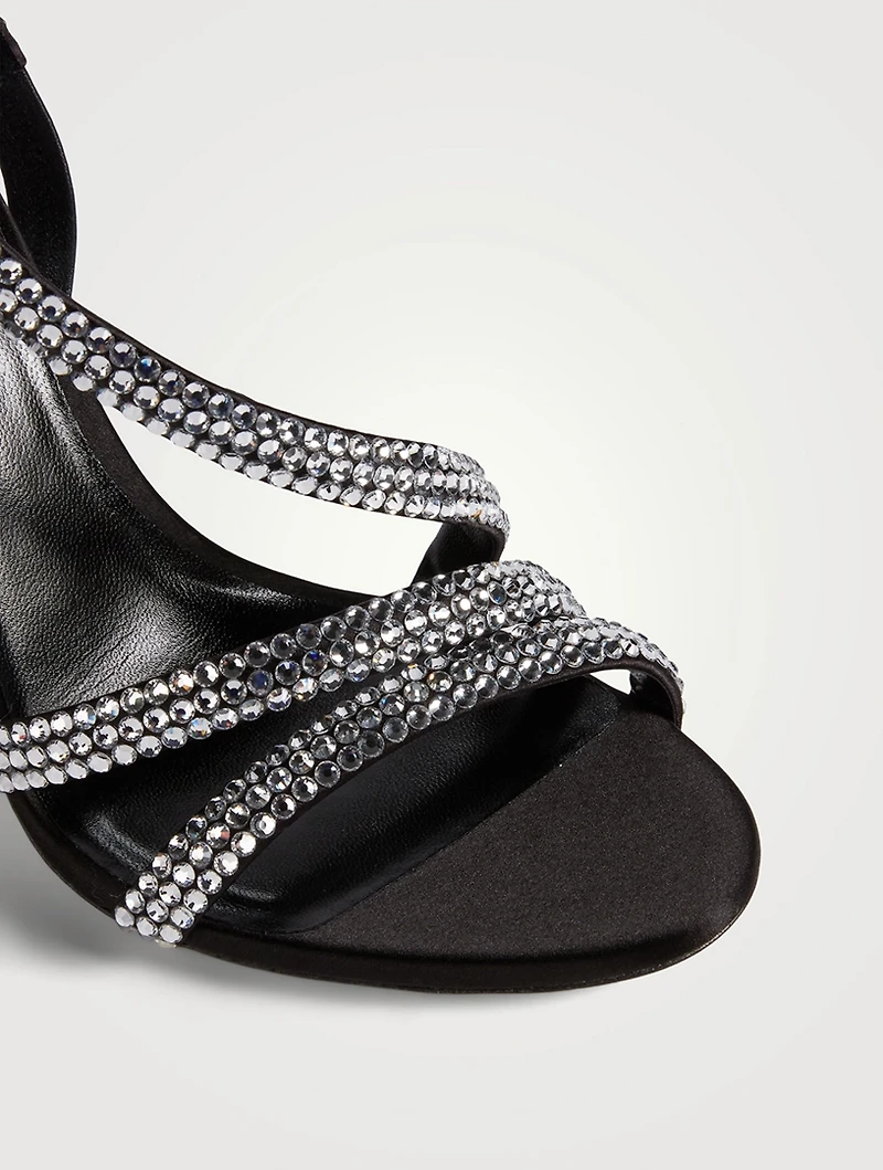 Lisa Crystal Satin Slingback Sandals