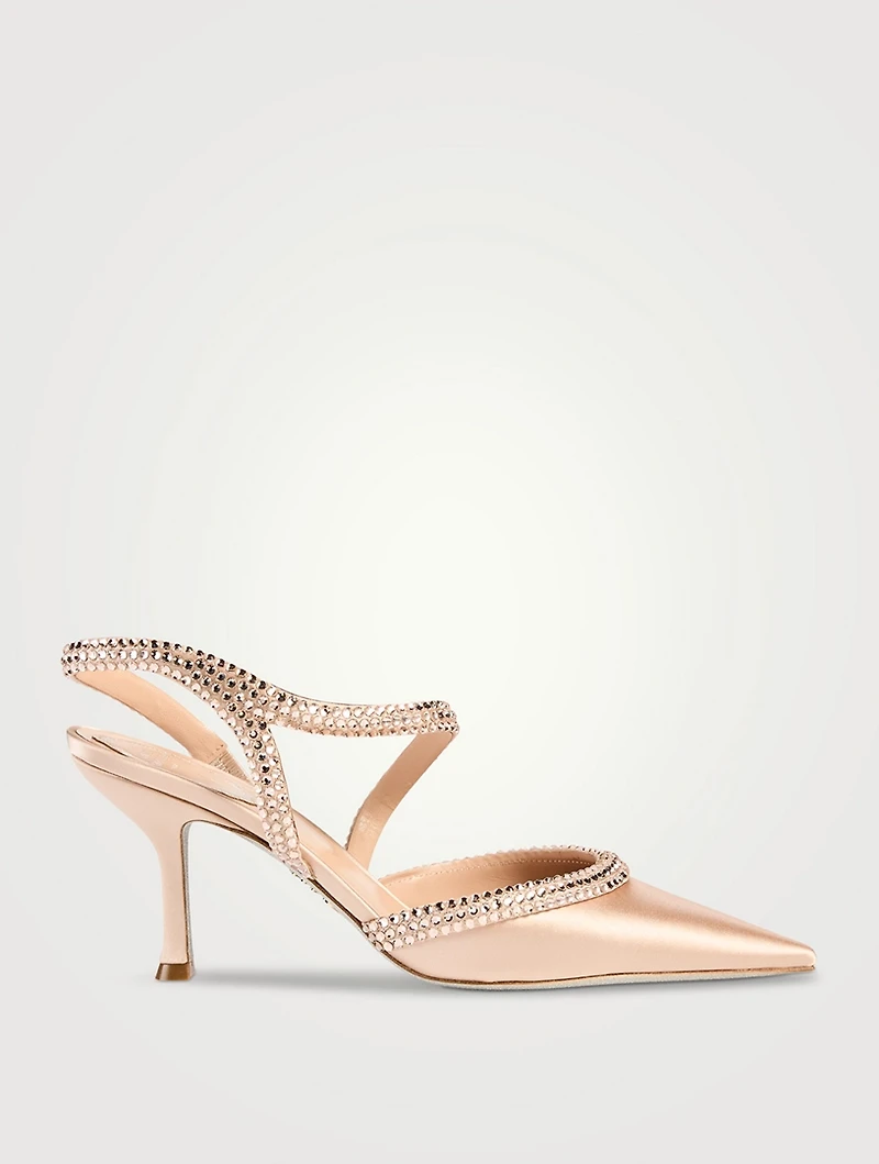 Lisa Crystal Satin Slingback Pumps