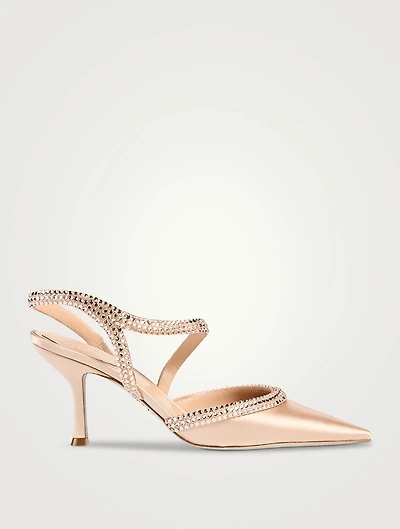 Lisa Crystal Satin Slingback Pumps
