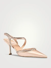 Lisa Crystal Satin Slingback Pumps