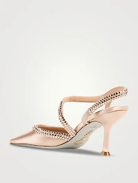 Lisa Crystal Satin Slingback Pumps