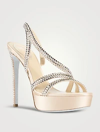 Lisa Crystal Satin Slingback Platform Sandals