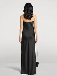 Satin Bias Strapless Gown