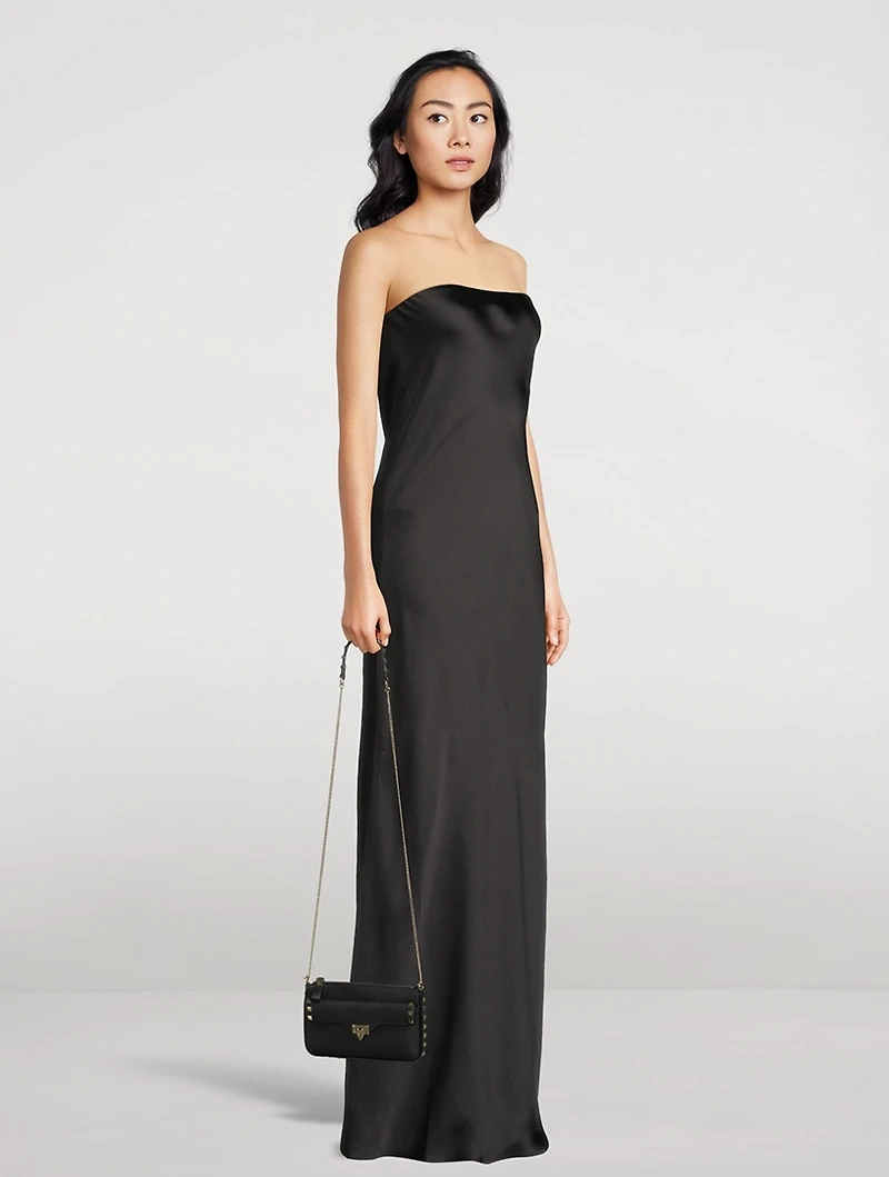 Satin Bias Strapless Gown