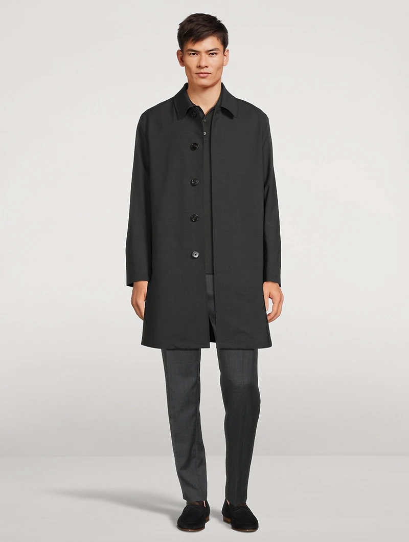 Stretch Wool-Blend Car Coat