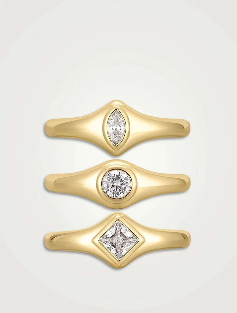 Bijoux Bezel Three-Piece Ring Set