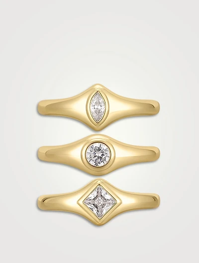 Bijoux Bezel Three-Piece Ring Set