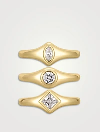 Bijoux Bezel Three-Piece Ring Set