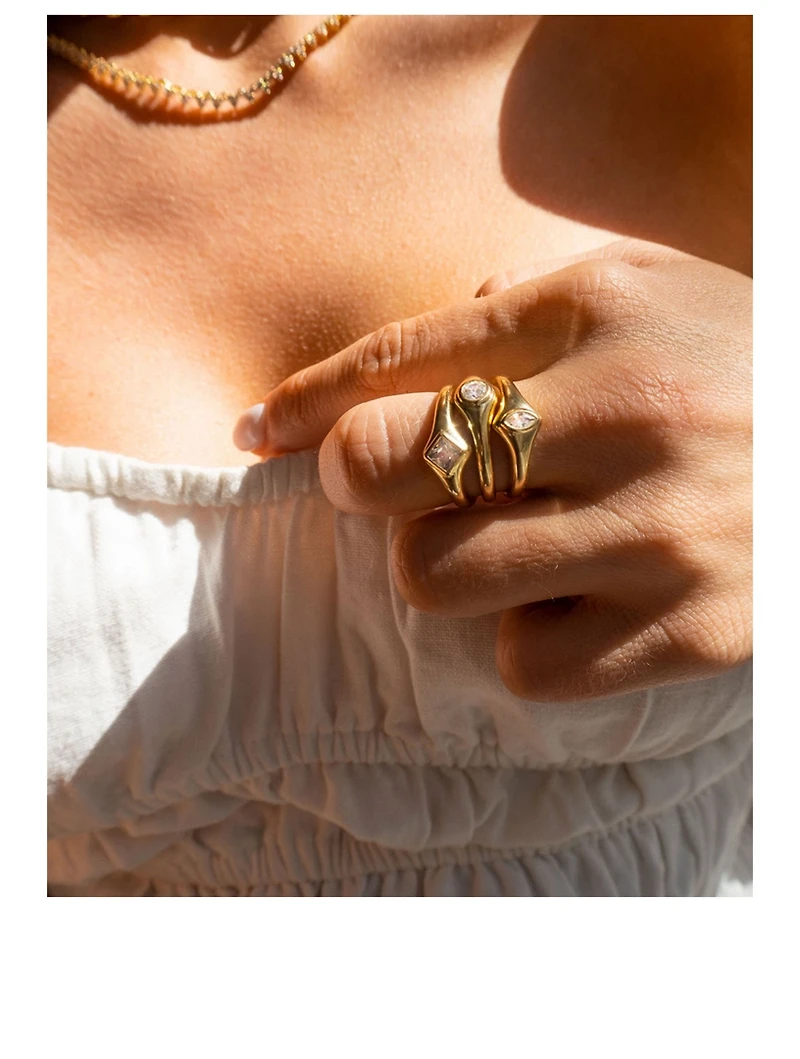 Bijoux Bezel Three-Piece Ring Set