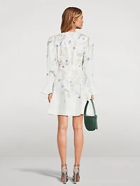 Natura Belted Linen Mini Dress Bird Print