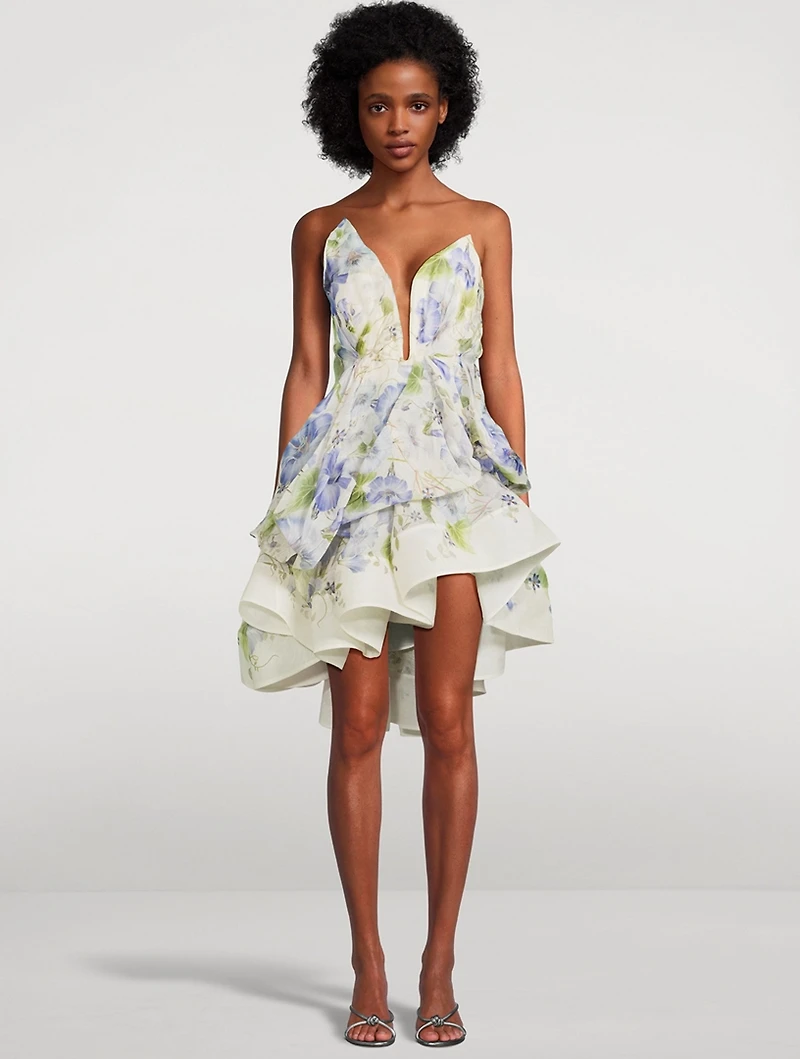 Natura Asymmetric Mini Dress Floral Print