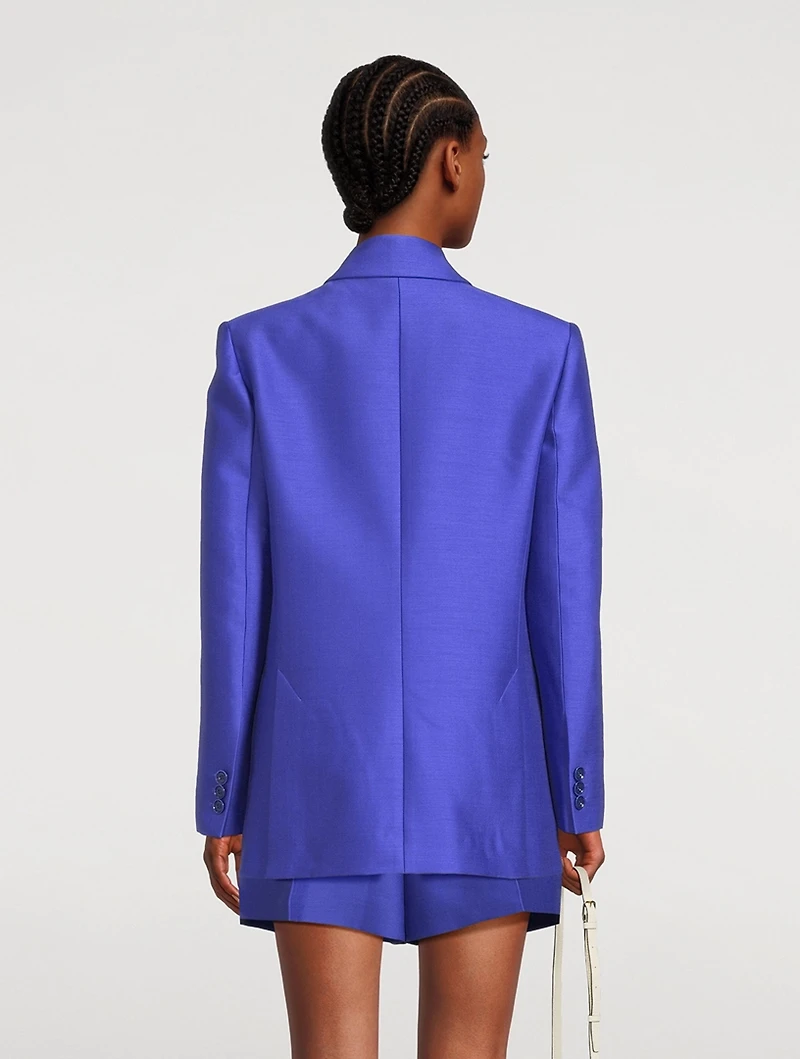 Natura Wool And Silk Double-Breasted Blazer