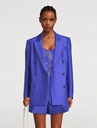 Natura Wool And Silk Double-Breasted Blazer