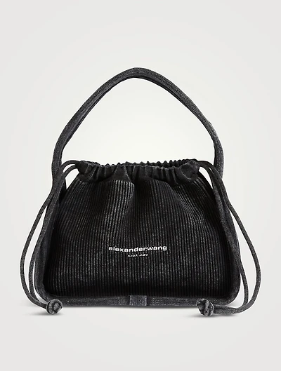 Ryan Rib-Knit Denim Shoulder Bag