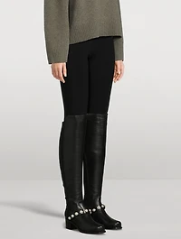 Portia 5050 Pearl-Embellished Leather Knee-High Boots