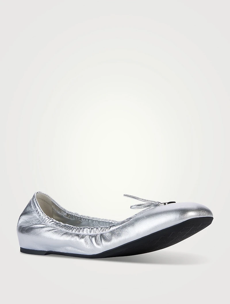 VLogo Metallic Leather Ballerinas