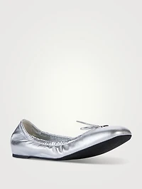 VLogo Metallic Leather Ballerinas