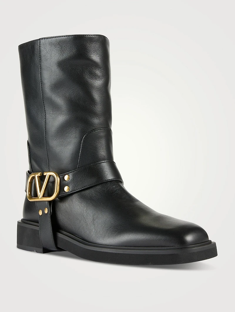 VLOGO Leather Moto Boots