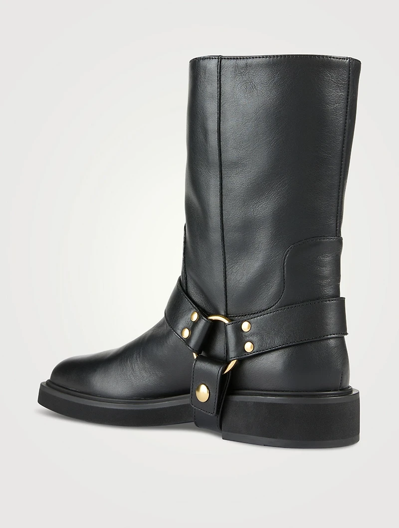 VLOGO Leather Moto Boots