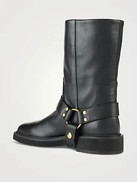 VLOGO Leather Moto Boots