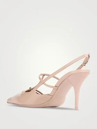 Rockstud Wispy Leather Slingback Pumps