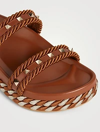 Rockstud Torchon Canvas Espadrille Slide Sandals