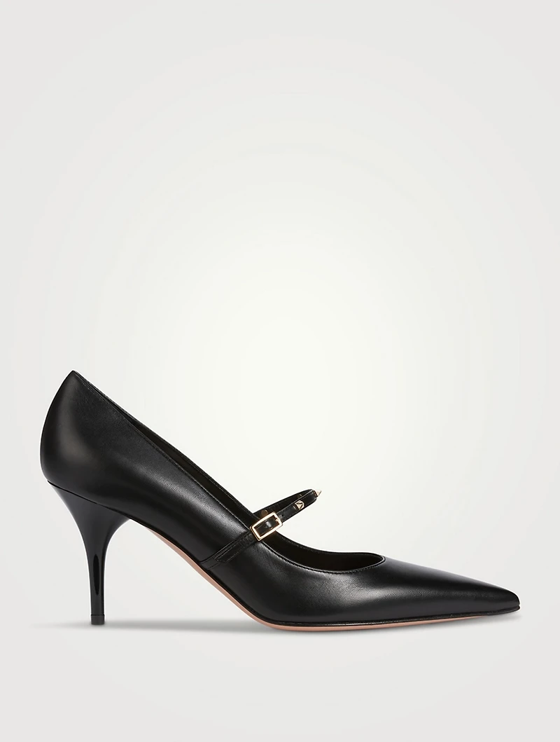 Rockstud Wispy Leather Mary Jane Pumps