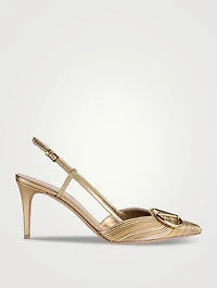 VLOGO Metallic Leather Slingback Pumps