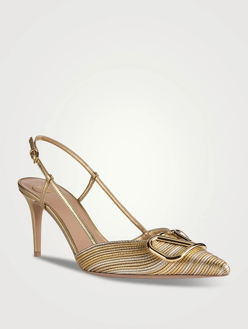 VLOGO Metallic Leather Slingback Pumps