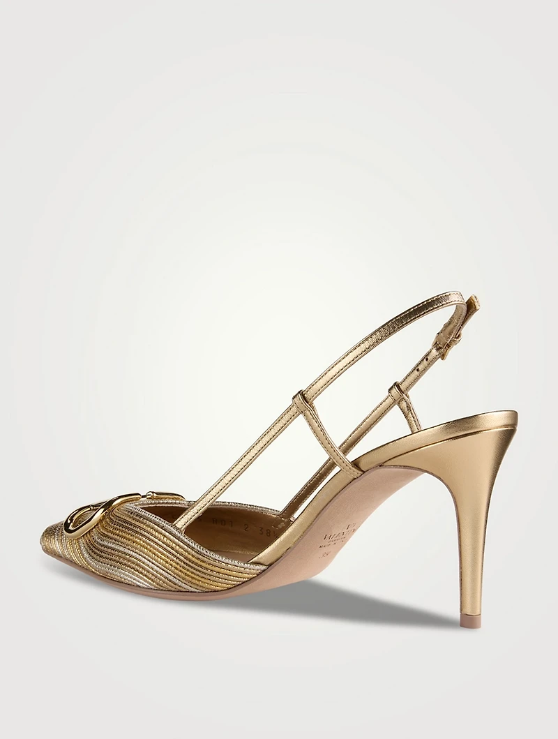 VLOGO Metallic Leather Slingback Pumps