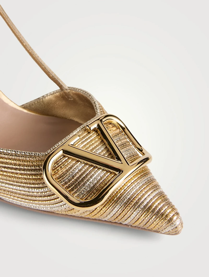 VLOGO Metallic Leather Slingback Pumps