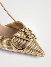 VLOGO Metallic Leather Slingback Pumps