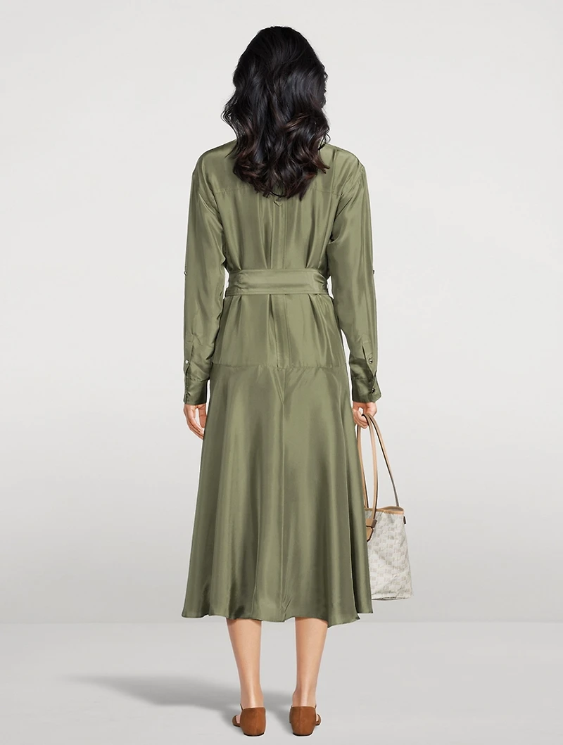 Camille Silk Midi Shirt Dress