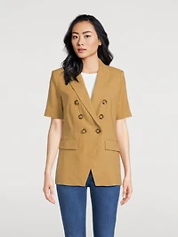 Atwood Dickey Double-Breasted Short-Sleeve Blazer