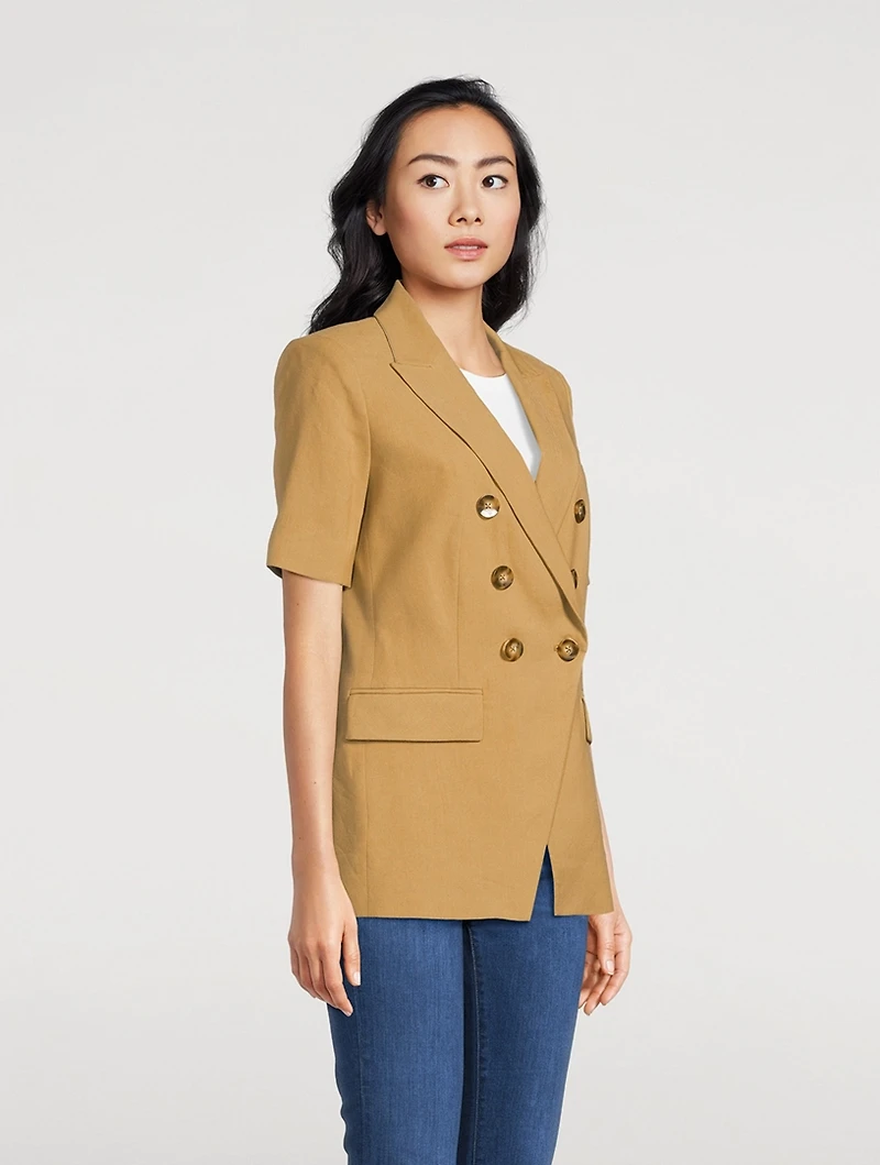 Atwood Dickey Double-Breasted Short-Sleeve Blazer