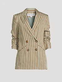 Kiernan Dickey Double-Breasted Blazer Stripe Print