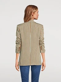 Kiernan Dickey Double-Breasted Blazer Stripe Print