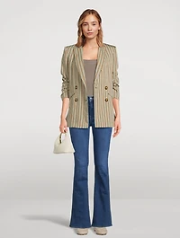 Kiernan Dickey Double-Breasted Blazer Stripe Print
