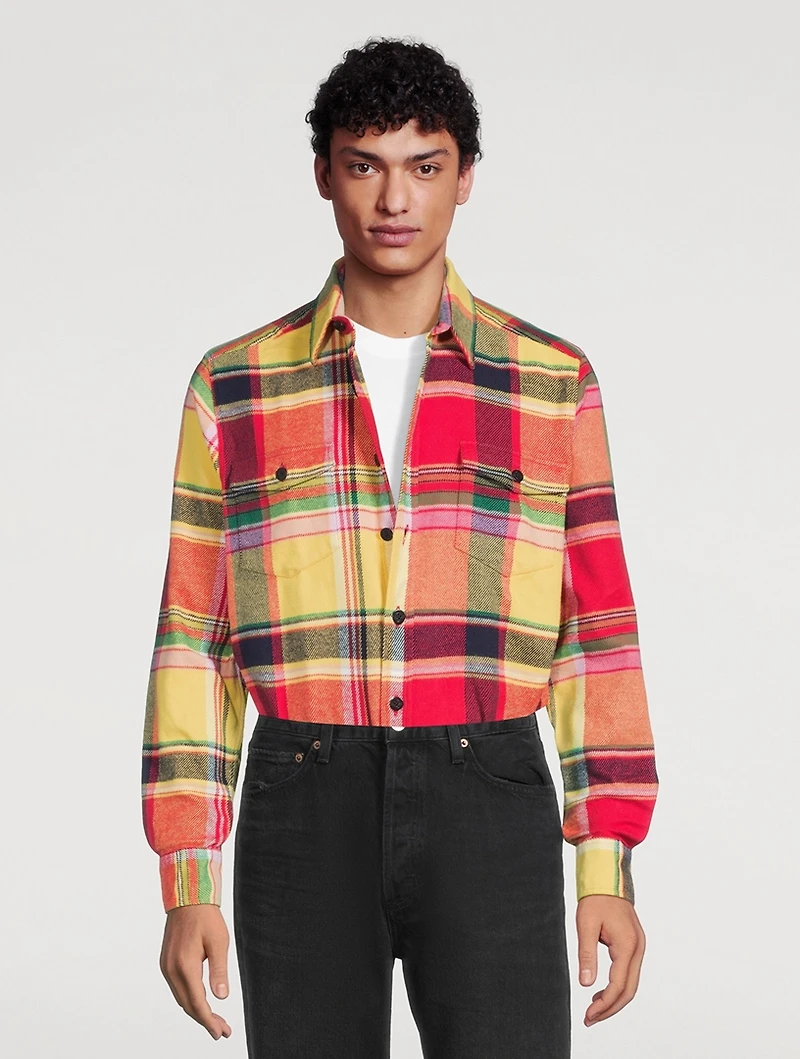 Heavyweight Flannel Shirt Bright Plaid Print