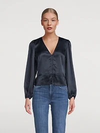 Silk Drawstring Blouse